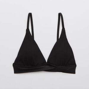 Aerie NWT Mix Crossover Triangle Bikini Swim Top Black Size XS